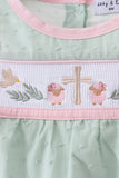 Green swiss dot cross sheep ruffle bubble - Aaria Tees Aaria Tees