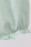 Green swiss dot cross sheep ruffle bubble - Aaria Tees Aaria Tees