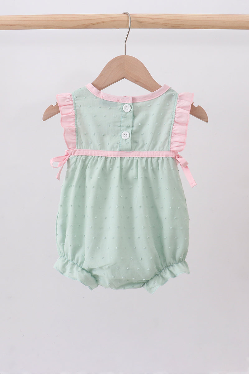 Green swiss dot cross sheep ruffle bubble - Aaria Tees Aaria Tees