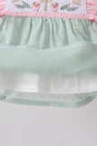 Green swiss dot cross sheep ruffle bloomer set - Aaria Tees Aaria Tees