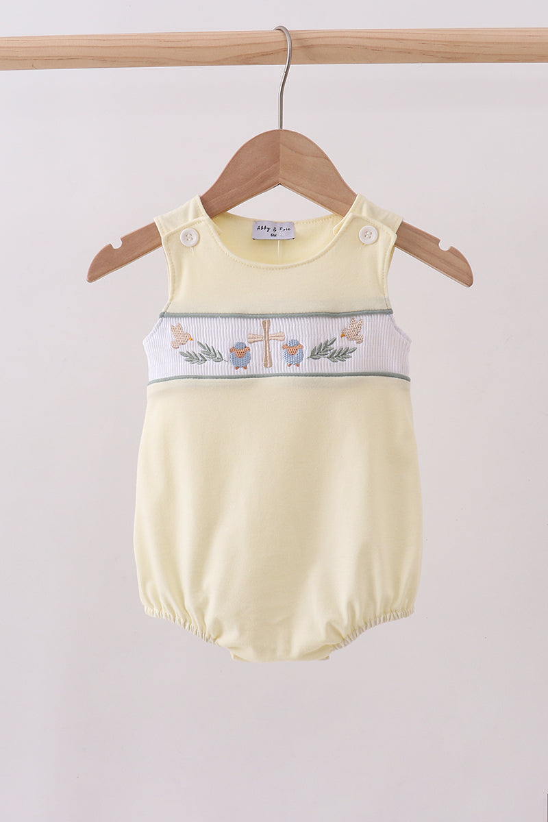 Yellow cross sheep embroidery bubble - Aaria Tees Aaria Tees