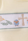 Yellow cross sheep embroidery bubble - Aaria Tees Aaria Tees