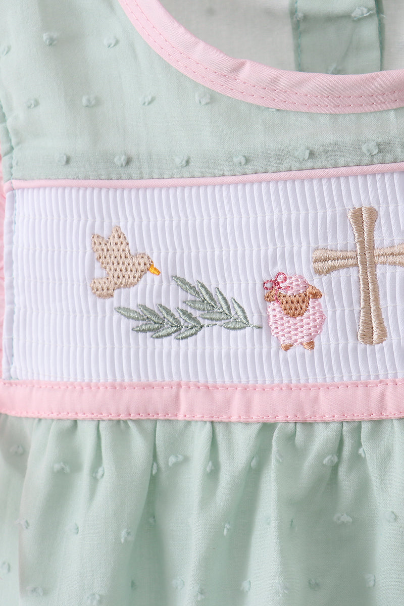 Green swiss dot cross sheep ruffle shorts set - Aaria Tees Aaria Tees