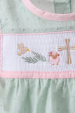 Green swiss dot cross sheep ruffle shorts set - Aaria Tees Aaria Tees
