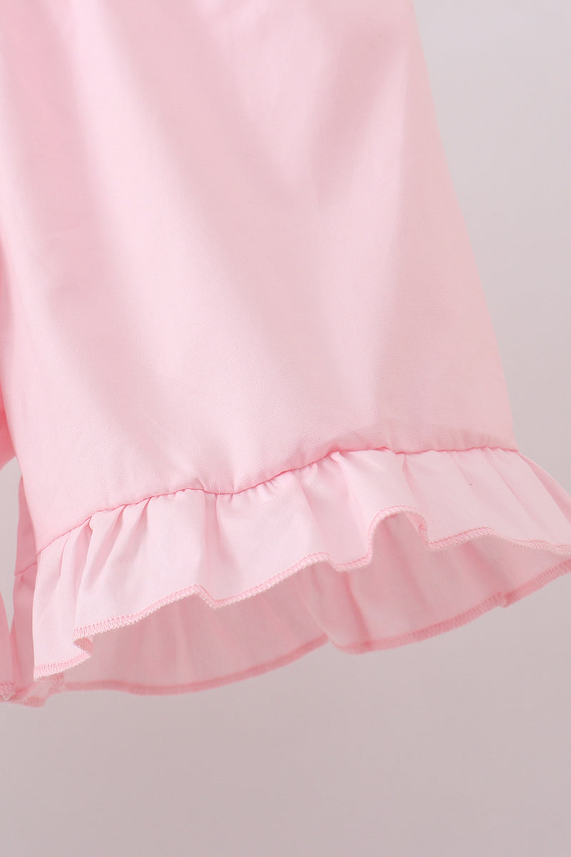 Green swiss dot cross sheep ruffle shorts set - Aaria Tees Aaria Tees