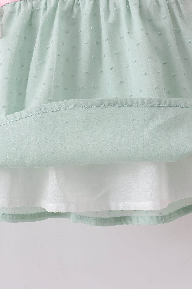 Green swiss dot cross sheep ruffle shorts set - Aaria Tees Aaria Tees