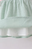 Green swiss dot cross sheep ruffle shorts set - Aaria Tees Aaria Tees