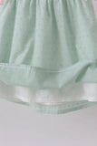 Green swiss dot cross sheep ruffle dress - Aaria Tees Aaria Tees