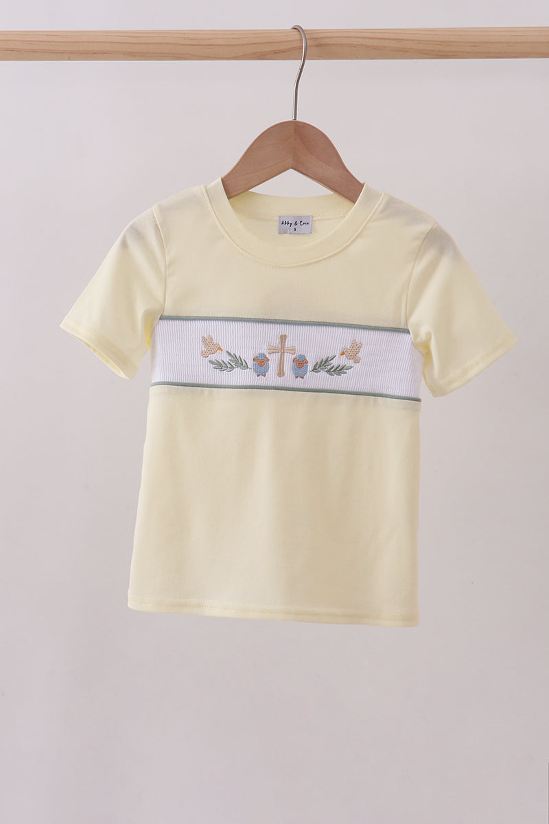 Yellow cross sheep embroidery top - Aaria Tees