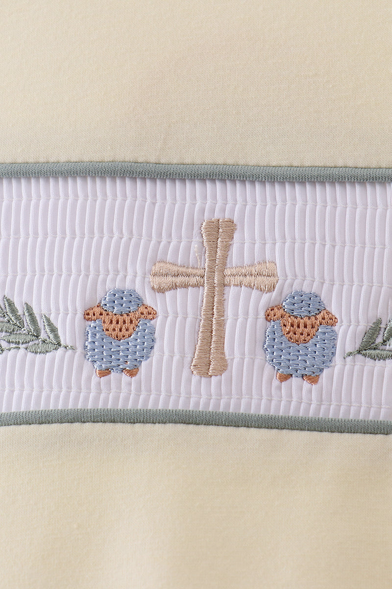 Yellow cross sheep embroidery top - Aaria Tees Aaria Tees