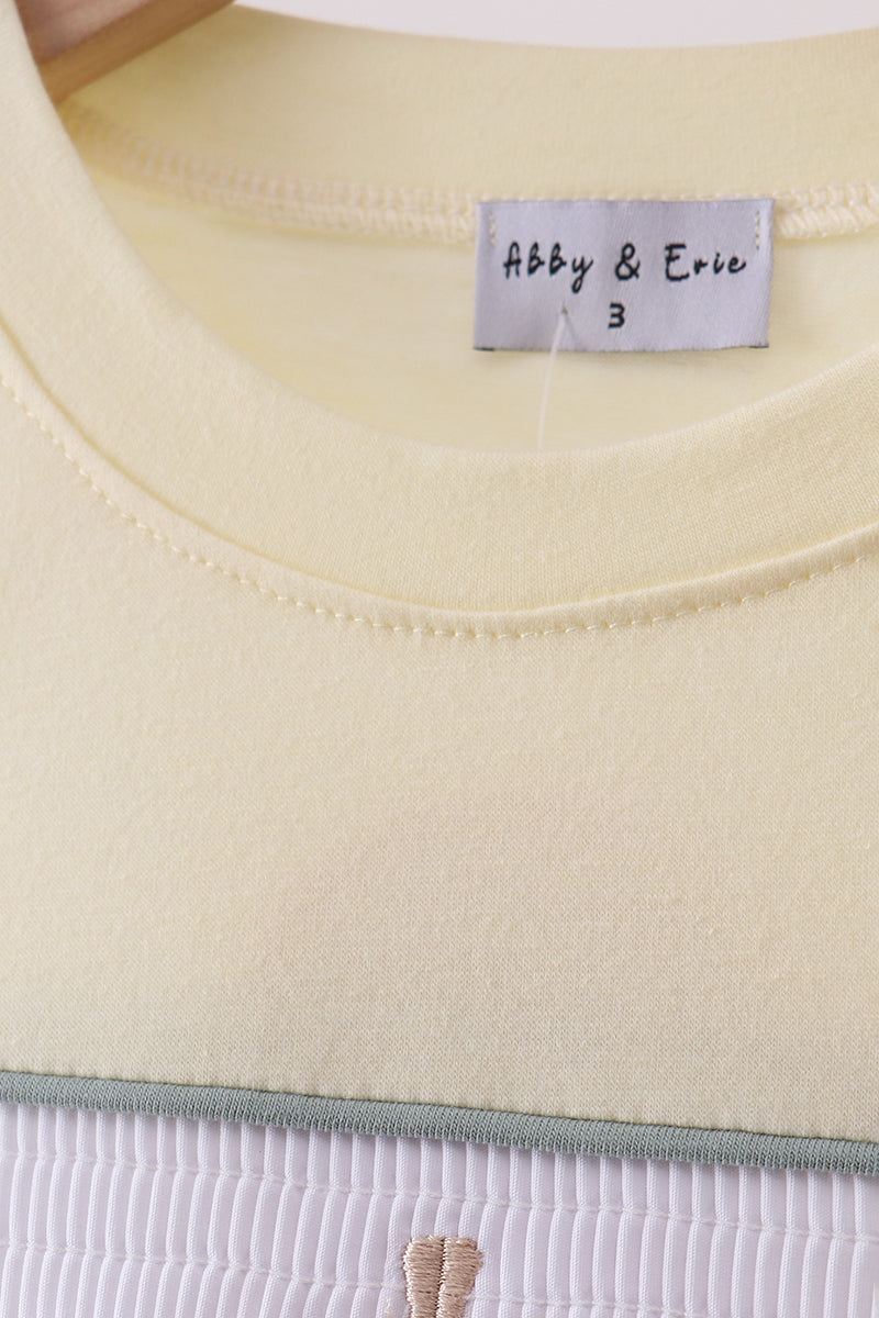 Yellow cross sheep embroidery top - Aaria Tees Aaria Tees