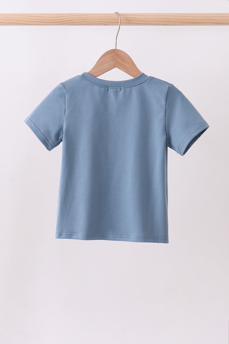 Blue racing car applique top - Aaria Tees Aaria Tees