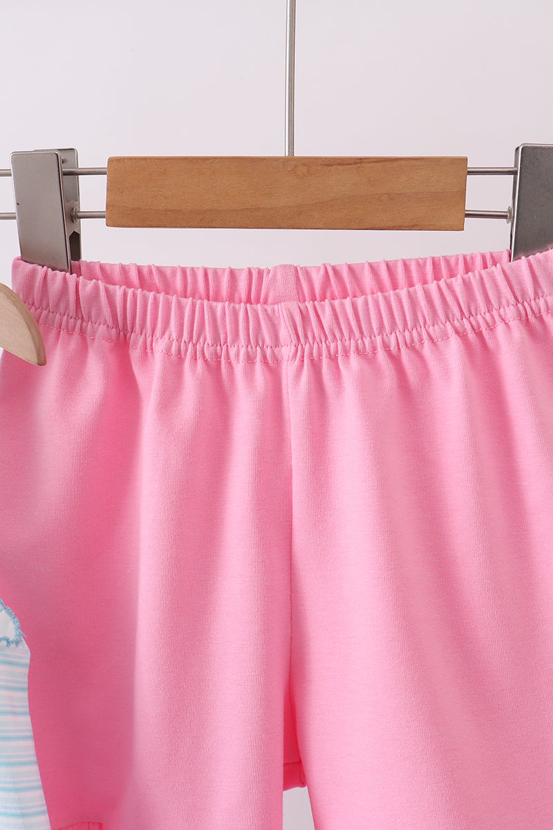 Blue sailboat applique ruffle shorts set - Aaria Tees Aaria Tees