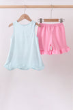 Blue sailboat applique ruffle shorts set - Aaria Tees Aaria Tees