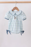 Blue plaid duck smocked bubble - Aaria Tees Aaria Tees