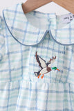 Blue plaid duck smocked bubble - Aaria Tees Aaria Tees