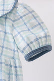Blue plaid duck smocked bubble - Aaria Tees Aaria Tees
