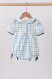 Blue plaid duck smocked bubble - Aaria Tees Aaria Tees