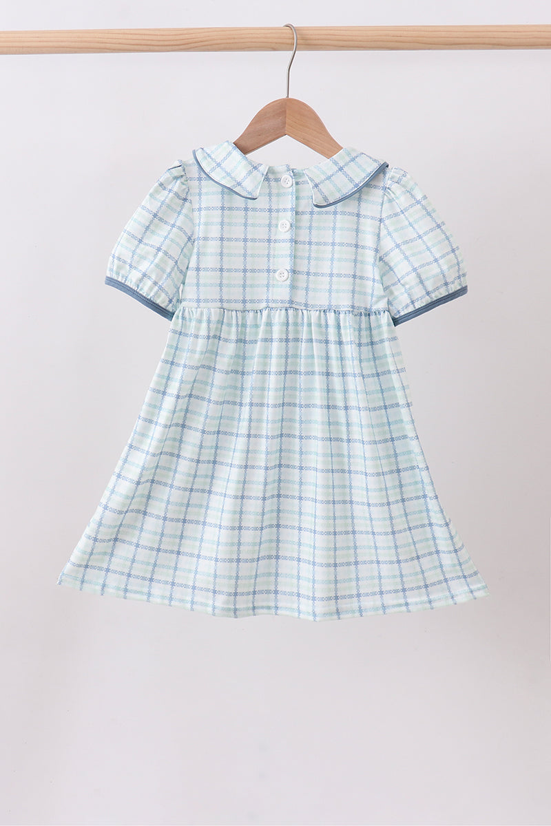 Blue plaid duck smocked dress - Aaria Tees Aaria Tees