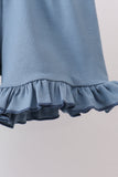Blue plaid duck smocked ruffle shorts set Aaria Tees