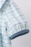 Blue plaid duck smocked ruffle shorts set Aaria Tees