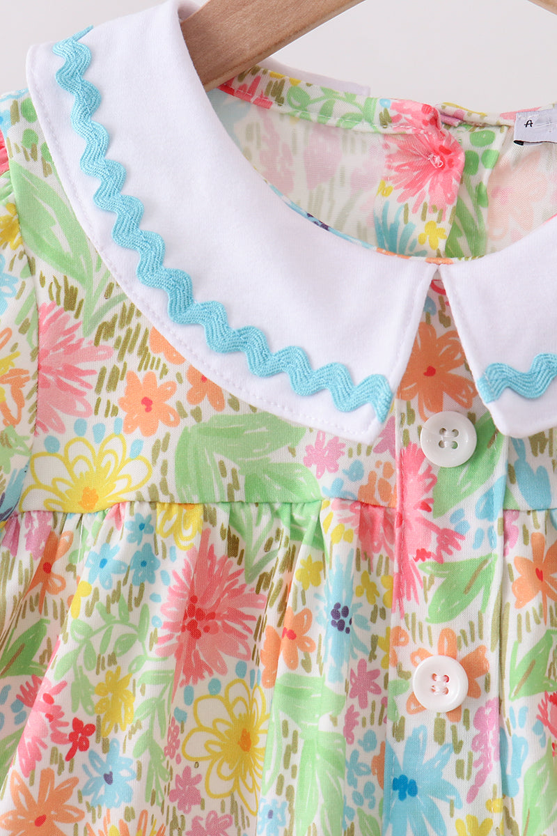 Pink floral print puff sleeve ruffle shorts set - Aaria Tees Aaria Tees