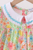 Pink floral print puff sleeve ruffle dress - Aaria Tees Aaria Tees