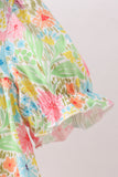 Pink floral print puff sleeve ruffle dress - Aaria Tees Aaria Tees