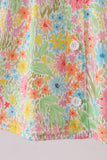 Pink floral print puff sleeve ruffle dress - Aaria Tees Aaria Tees
