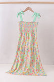 Pink floral smocked tiered dress - Aaria Tees Aaria Tees