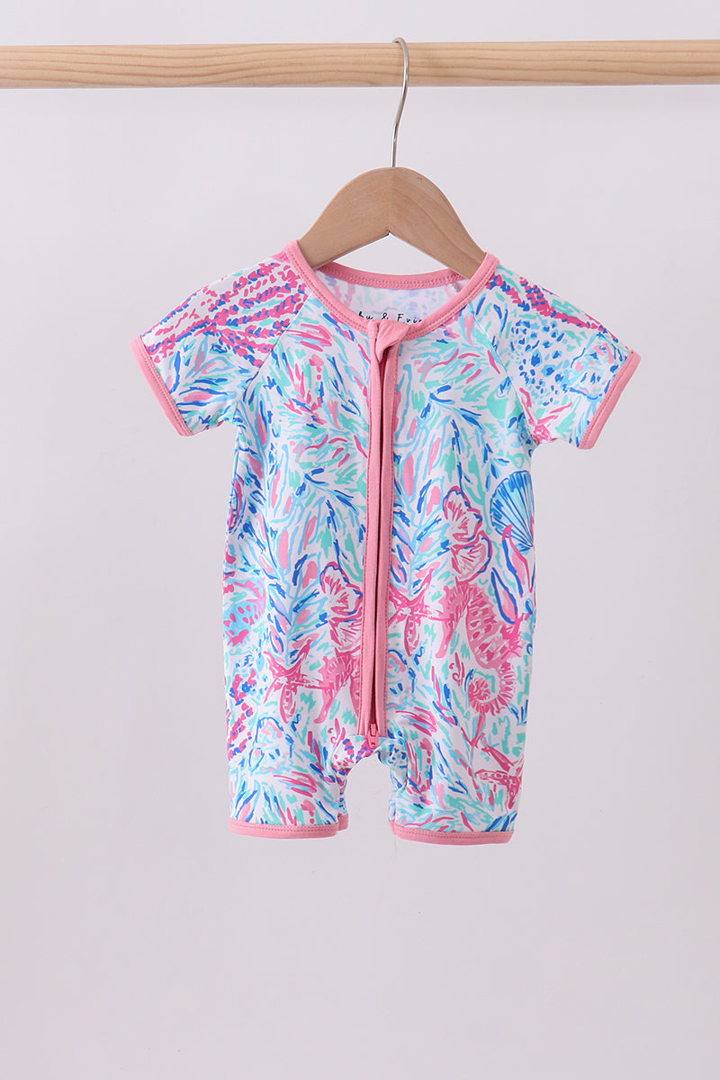 Marine creature bamboo zipper romper - Aaria Tees