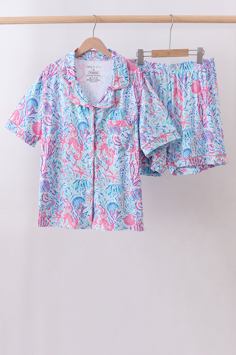 Marine creature bamboo pajama set - Aaria Tees