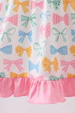 Pink bow I love MOMMY smocked ruffle dress - Aaria Tees Aaria Tees