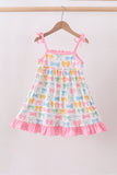 Pink bow I love MOMMY smocked ruffle dress - Aaria Tees Aaria Tees
