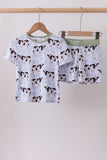 Blue cow print bamboo gingham shorts set - Aaria Tees Aaria Tees