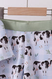 Blue cow print bamboo gingham shorts set - Aaria Tees Aaria Tees