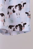 Blue cow print bamboo gingham shorts set - Aaria Tees Aaria Tees