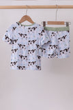 Blue cow print bamboo gingham shorts set - Aaria Tees Aaria Tees