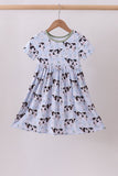 Blue cow print bamboo gingham dress - Aaria Tees Aaria Tees