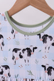 Blue cow print bamboo gingham dress - Aaria Tees Aaria Tees