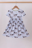 Blue cow print bamboo gingham dress - Aaria Tees Aaria Tees