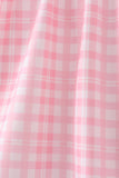 Pink octopus starfish embroidery plaid ruffle shorts set - Aaria Tees Aaria Tees