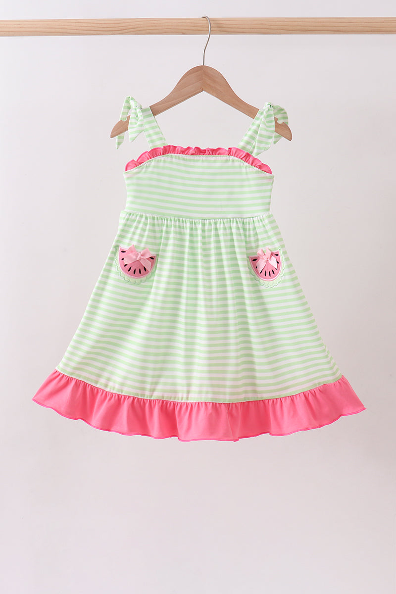 Green watermelon applique ruffle dress - Aaria Tees Aaria Tees