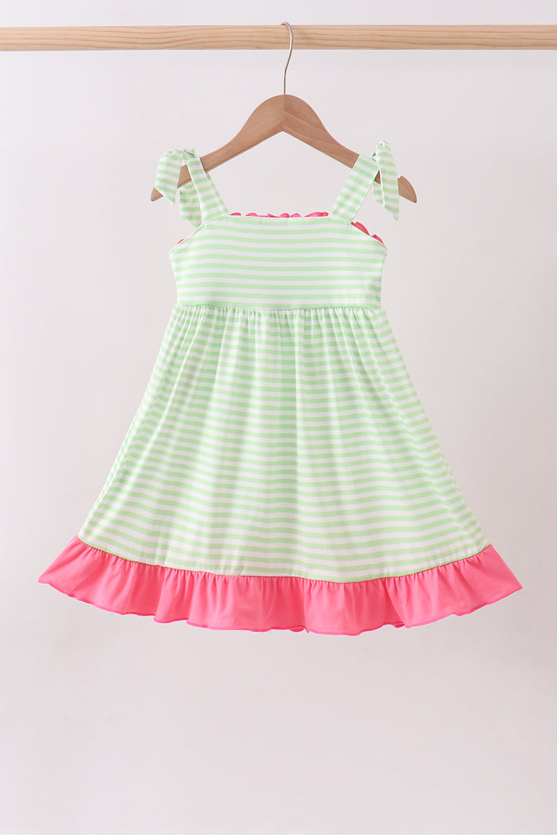 Green watermelon applique ruffle dress - Aaria Tees Aaria Tees