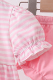 Pink stripe cross applique bloomer set - Aaria Tees Aaria Tees
