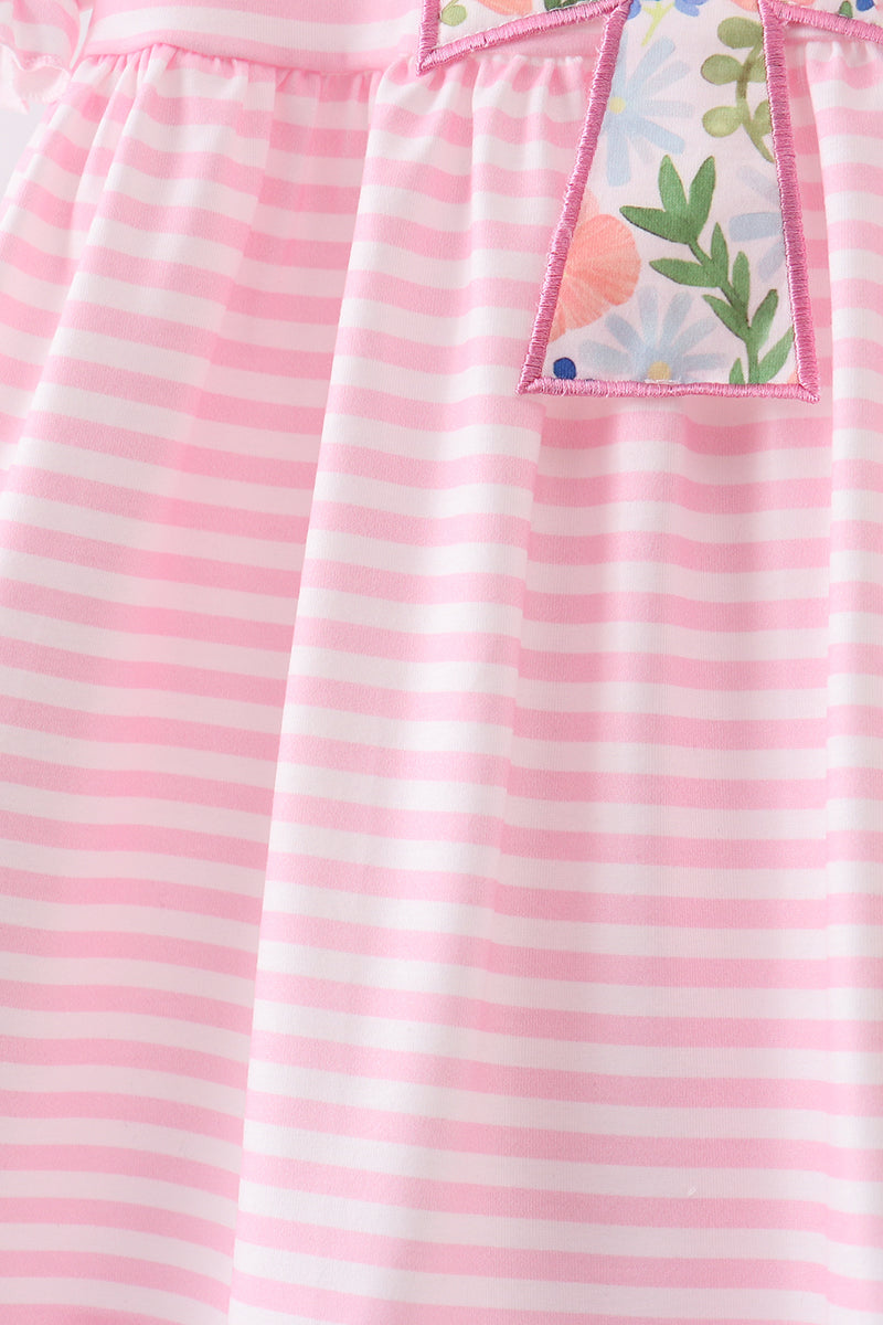 Pink stripe cross applique ruffle shorts set - Aaria Tees Aaria Tees