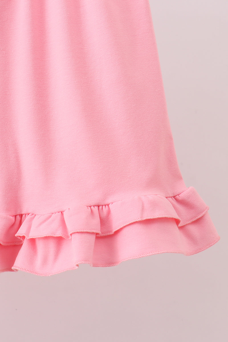 Pink stripe cross applique ruffle shorts set - Aaria Tees Aaria Tees