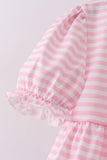 Pink stripe cross applique ruffle shorts set - Aaria Tees Aaria Tees
