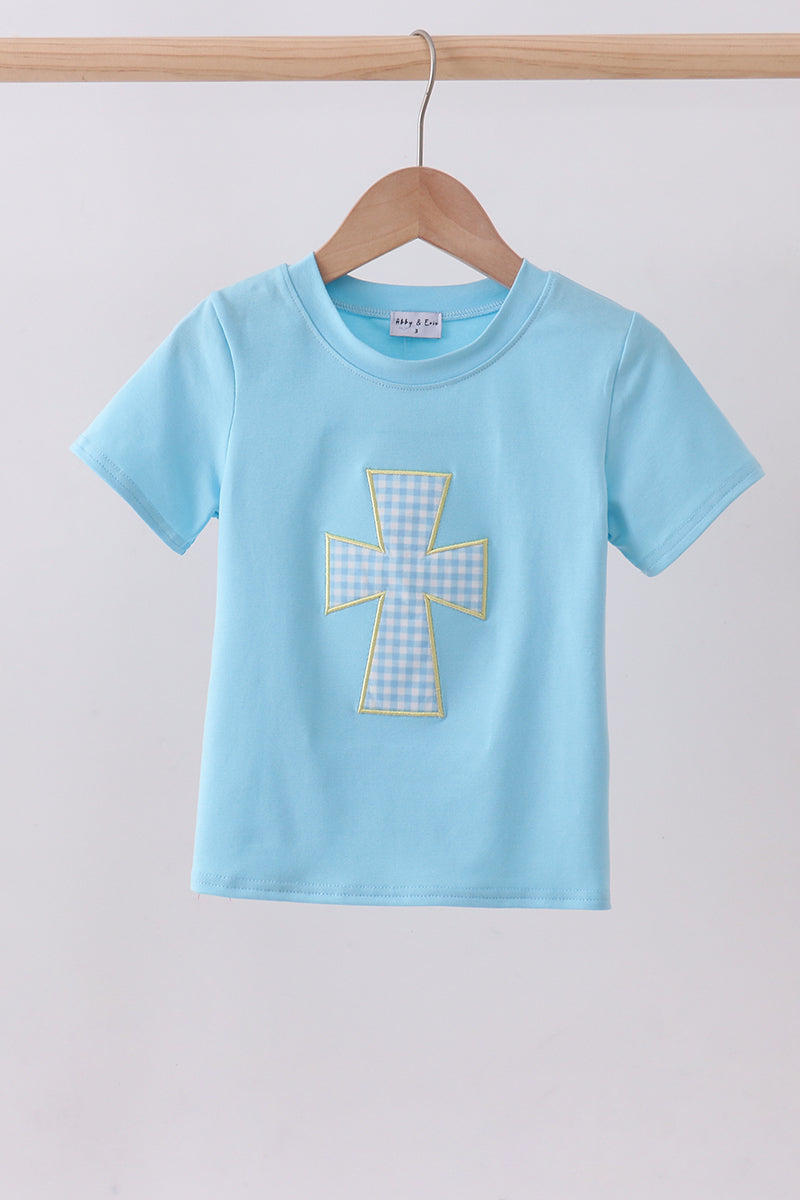 Blue cross applique top - Aaria Tees