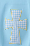 Blue cross applique top - Aaria Tees Aaria Tees